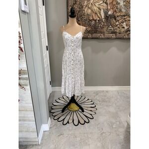 Mimi Chica Dress Juniors Small White Floral Button Front Fit Flare Midi Sundress